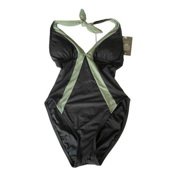 Vince Camuto Slimming Halter One Piece Bathing Suit Swimwear Size 6 - Picture 1 of 5